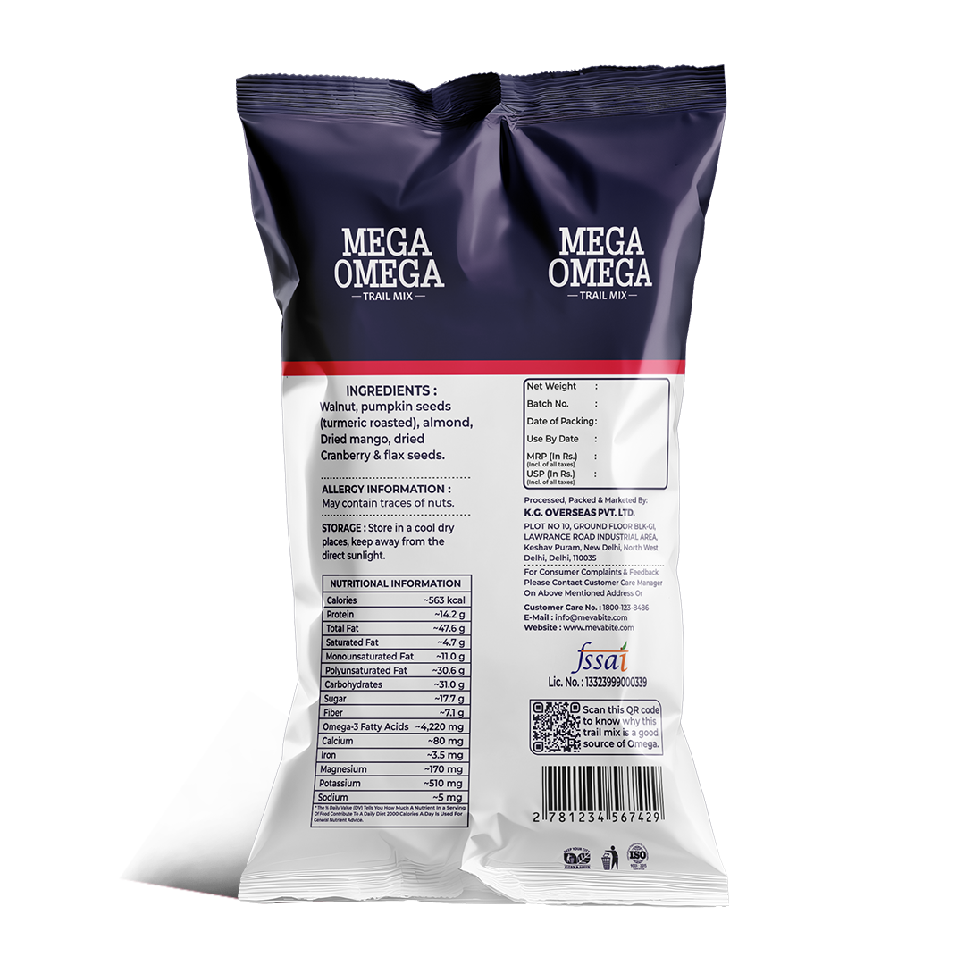 Mega Omega | Trail Mix - 43g (Pack Of 10)