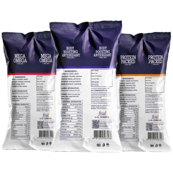 Protein Packed - Body Boosting Antioxidant - Mega Omega 35g Each Trail Mix Combo - Image 3