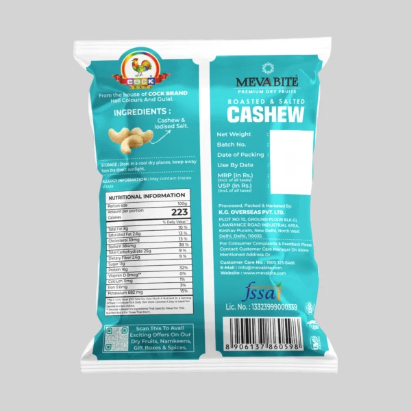 Roasted and Salted Cashew 43gm Pouch - Image 5